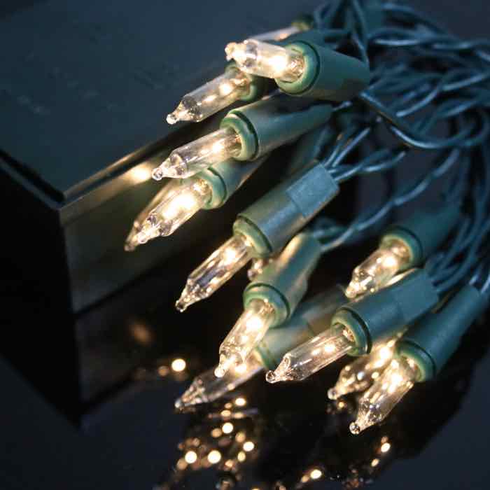 Battery Operated Mini Lights, Green Wire