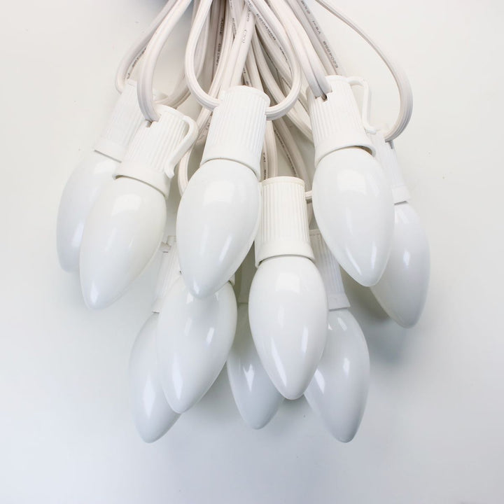 C9 White Opaque Glass Bulbs E17 Bases