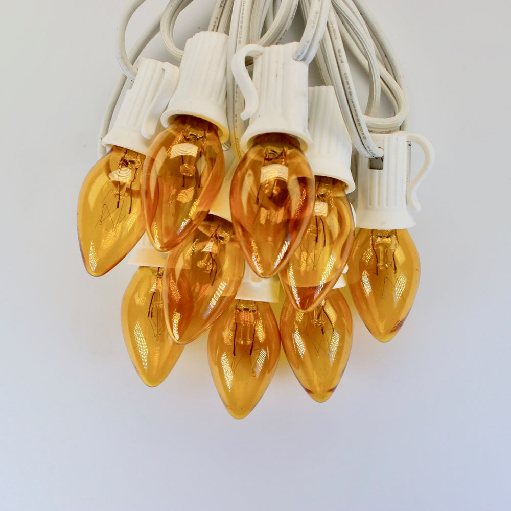 C7 Yellow Triple Dip Glass Bulbs E12 Bases