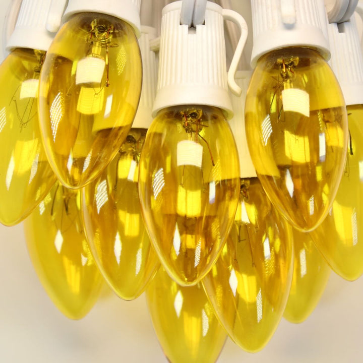 C9 Yellow Twinkle Glass Bulbs E17 Bases (25 Pack)