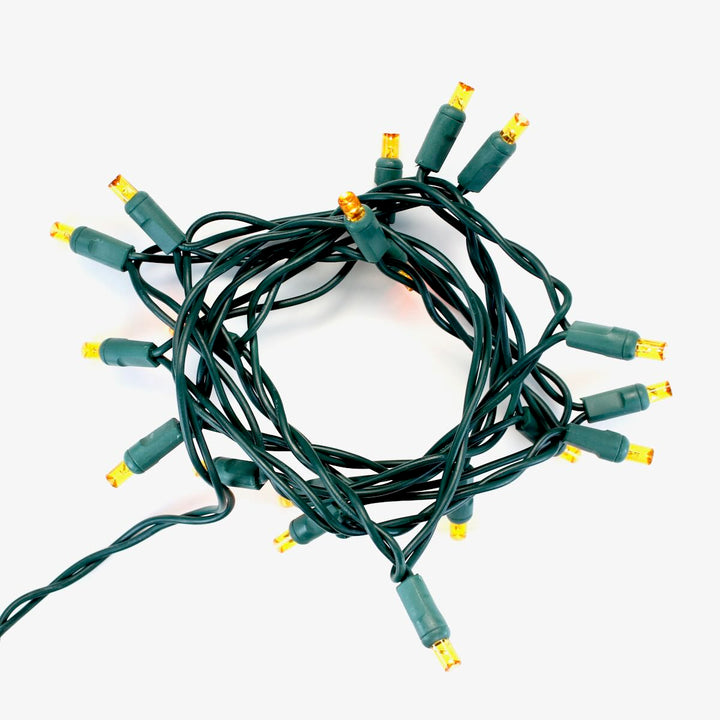 20-light Yellow LED Craft Lights, Green Wire