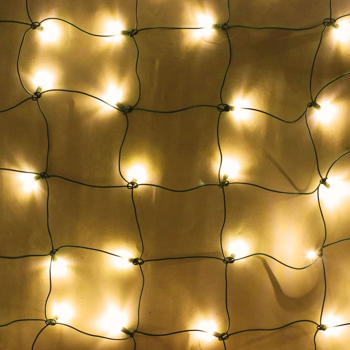 100-light Yellow 5mm LED Net Lights, Green Wire