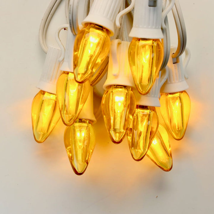 C7 Yellow Smooth LED Bulbs E12 Bases